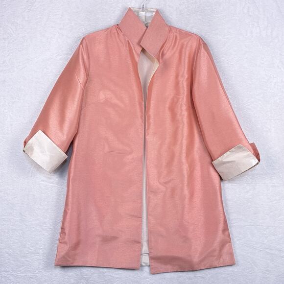 Grace Chuang Jacket Womens XL Salmon Peach Pink Overcoat Classic Minimalist - Picture 1 of 8